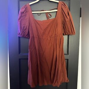 Brown Cotton Summer Mini Dress Size L